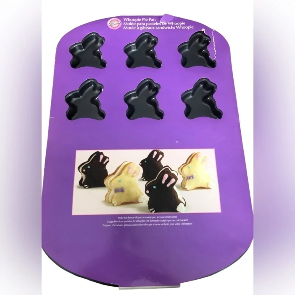 Wilton Bunny Rabbit Shaped Whoopi Pie Pan Non Stick 12 Count Easter Celebration